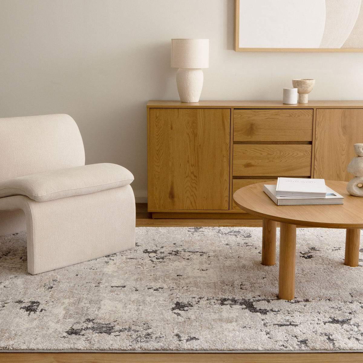 Aspen Abstract Textured Grey Beige Rug