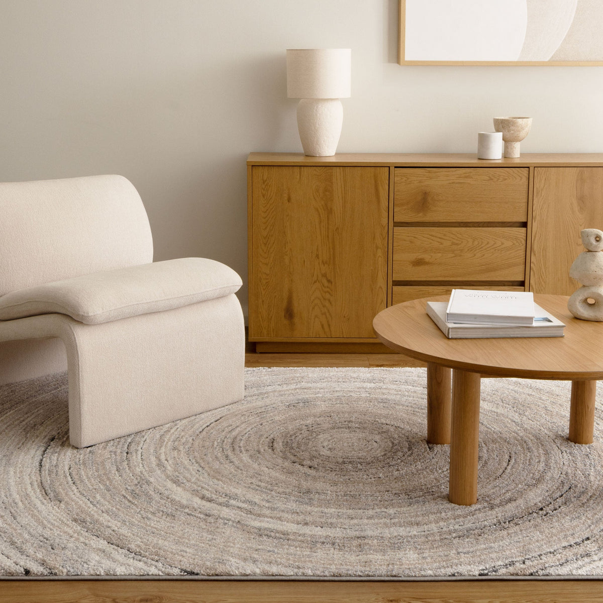 Aspen Modern Ripple Grey Beige Rug