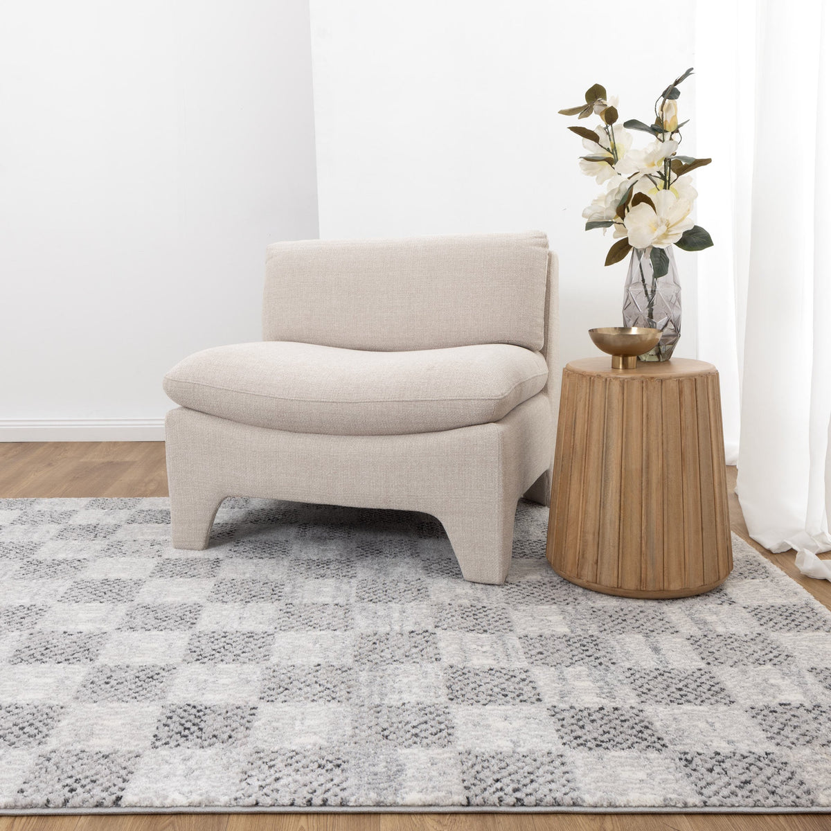 Aspen Grey Checkered Rug