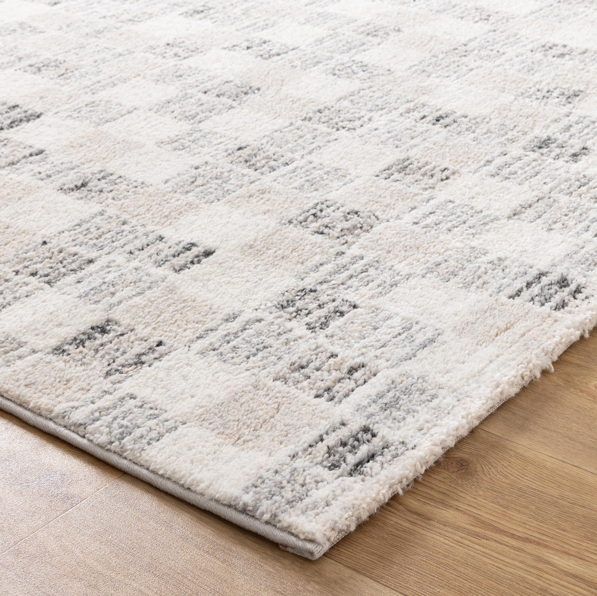 Aspen Grey Beige Checkered Rug