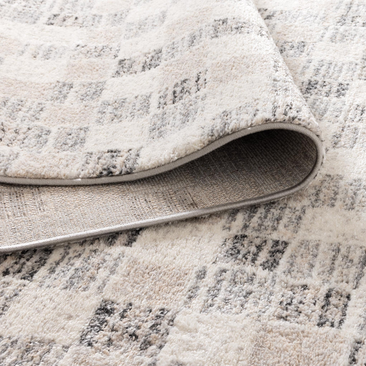 Aspen Grey Beige Checkered Rug
