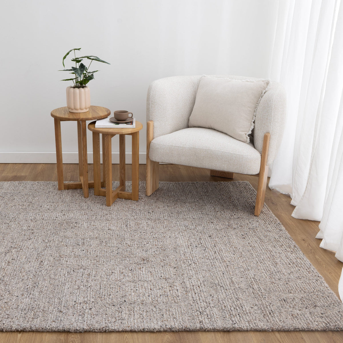 Rowan Greige Modern Wool Rug