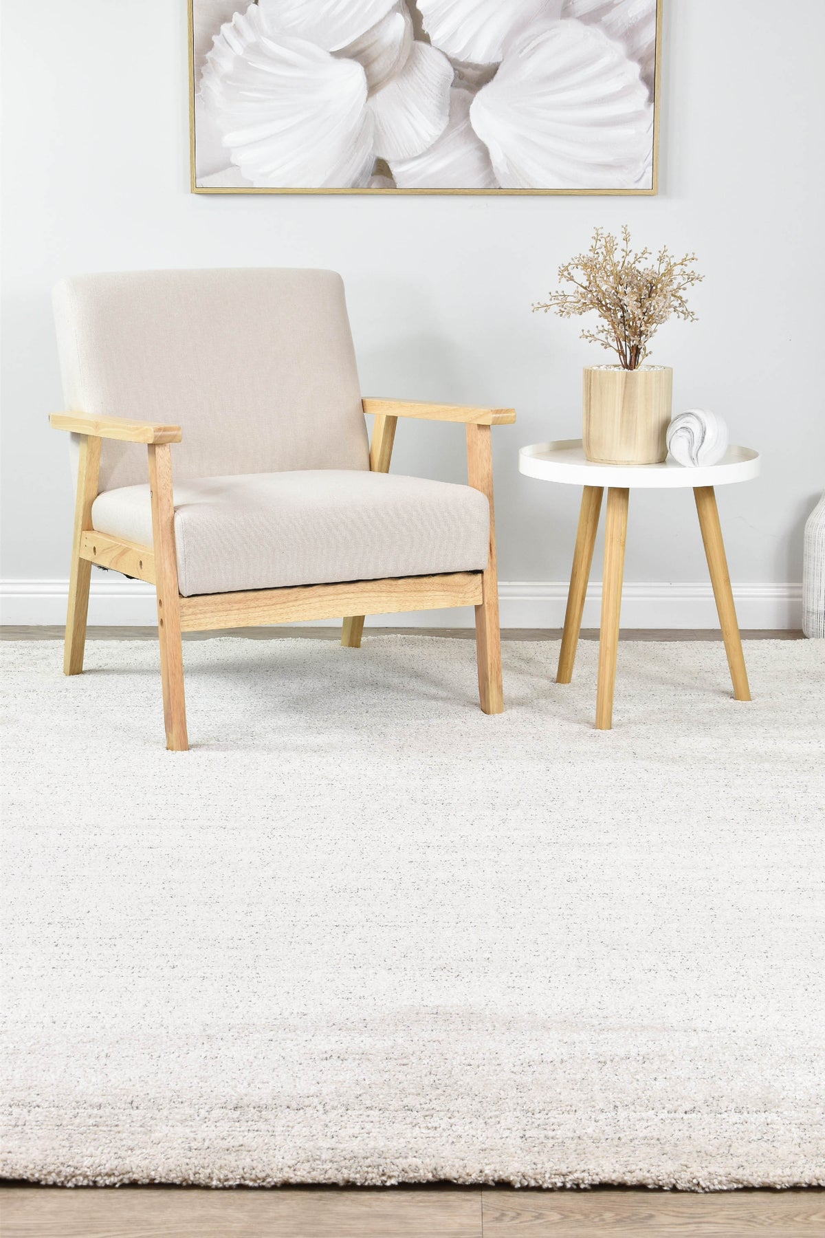 Nirvana Silver Grey Heathered Linear Microfibre Plush Rug