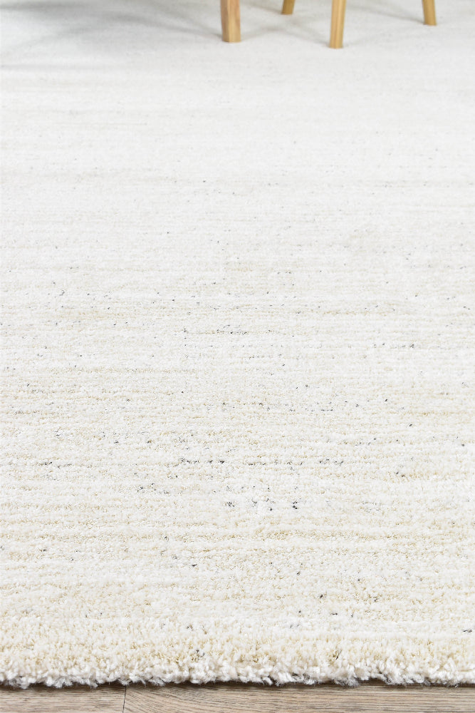 Nirvana Cream Heathered Linear Microfibre Plush Rug