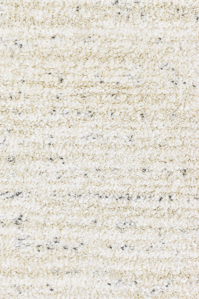 Nirvana Cream Heathered Linear Microfibre Plush Rug