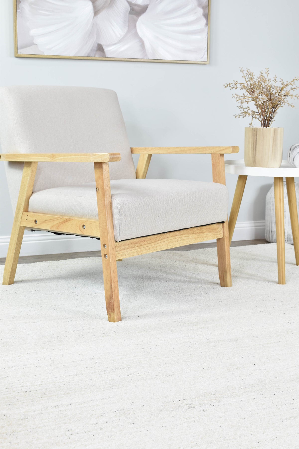Nirvana Cream Heathered Linear Microfibre Plush Rug