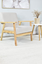 Nirvana Cream Heathered Linear Microfibre Plush Rug