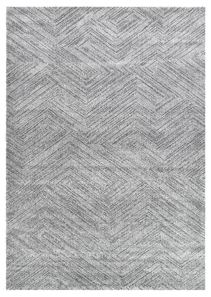 Nirvana Charcoal Multi-Directional Geometric Linear Plush Rug