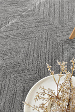 Nirvana Charcoal Multi-Directional Geometric Linear Plush Rug