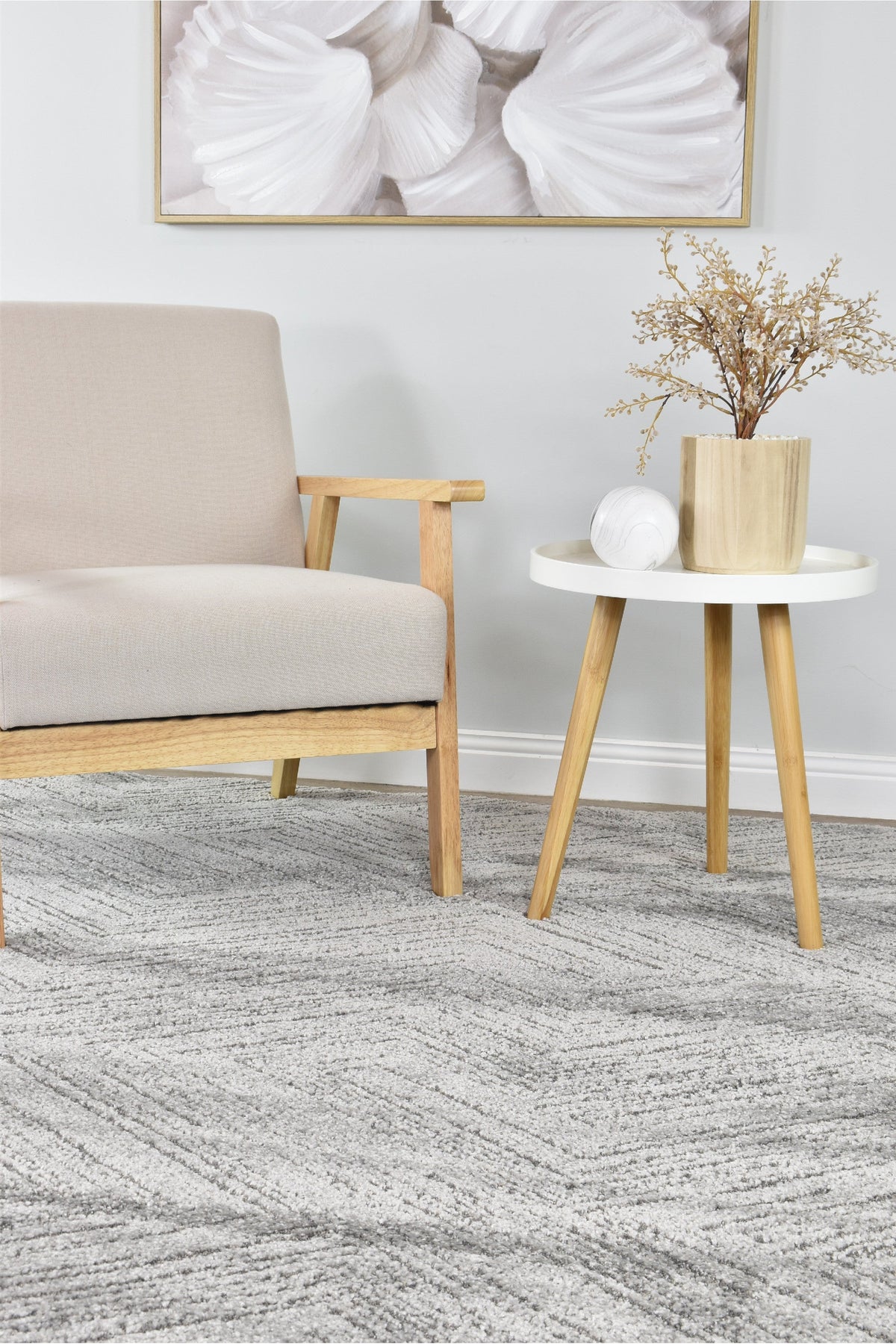 Nirvana Charcoal Multi-Directional Geometric Linear Plush Rug