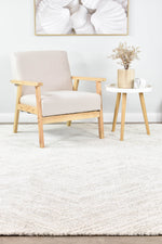 Nirvana Cream Grey Multi-Directional Geometric Linear Plush Rug