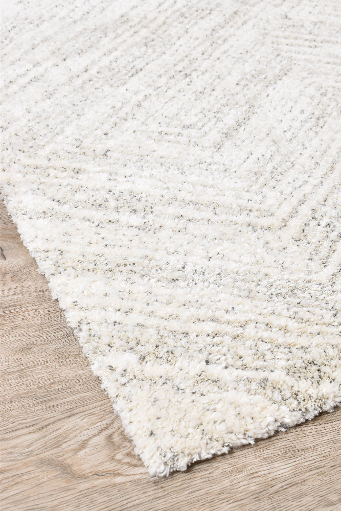 Nirvana Cream Grey Multi-Directional Geometric Linear Plush Rug