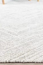 Nirvana Cream Grey Multi-Directional Geometric Linear Plush Rug