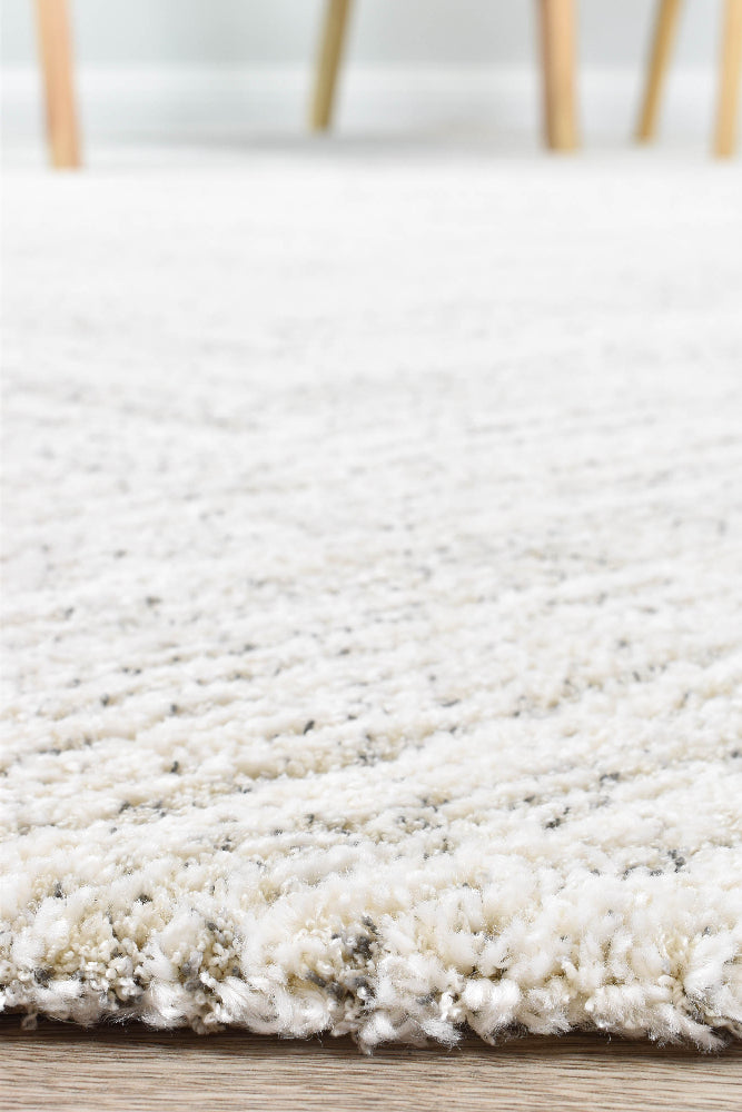 Nirvana Cream Grey Multi-Directional Geometric Linear Plush Rug