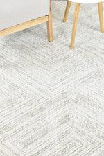 Nirvana Cream Grey Multi-Directional Geometric Linear Plush Rug