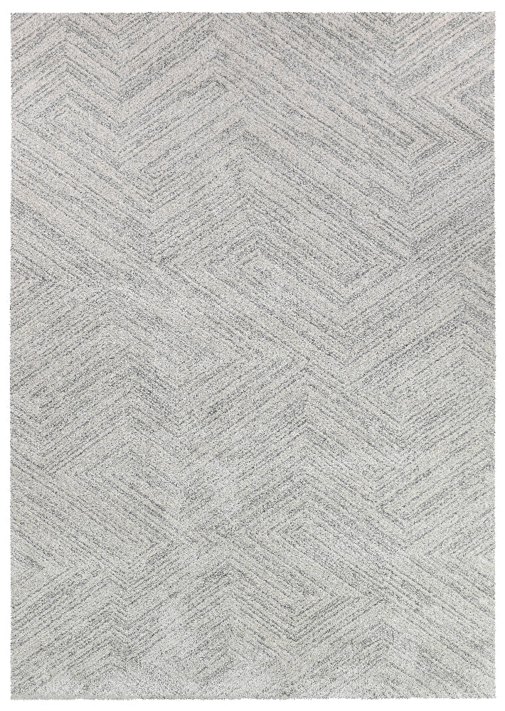 Nirvana Grey Multi-Directional Geometric Linear Plush Rug