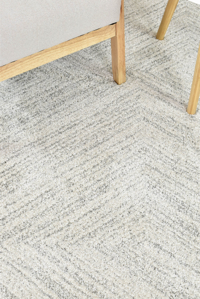 Nirvana Grey Multi-Directional Geometric Linear Plush Rug