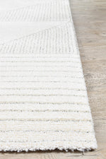 Nirvana Soft Cream Geometric Linear Plush Rug