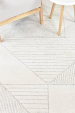 Nirvana Soft Cream Geometric Linear Plush Rug