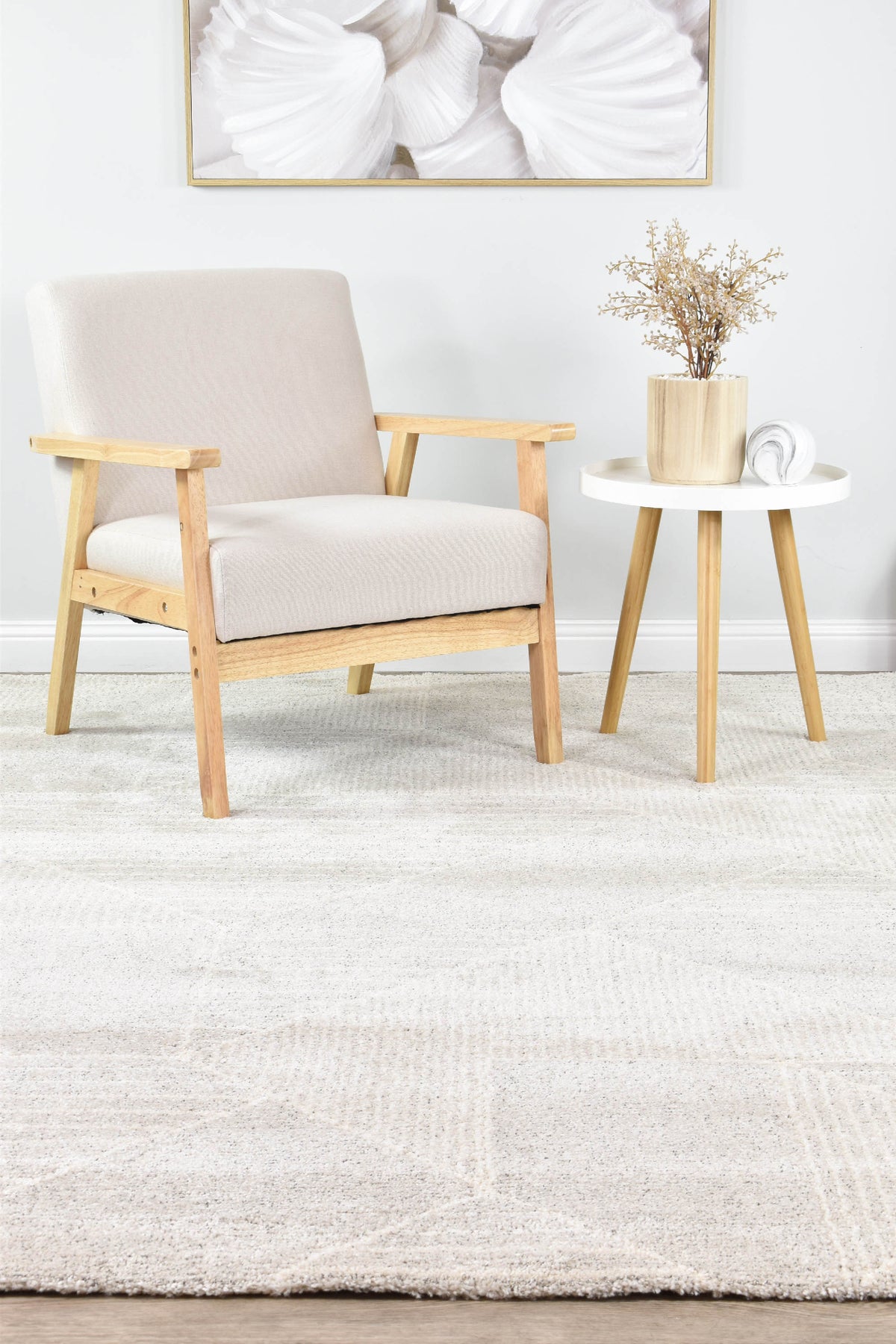 Nirvana Soft Grey Geometric Linear Plush Rug
