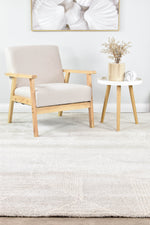 Nirvana Soft Grey Geometric Linear Plush Rug