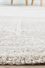 Nirvana Soft Grey Geometric Linear Plush Rug