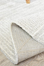 Nirvana Soft Grey Geometric Linear Plush Rug