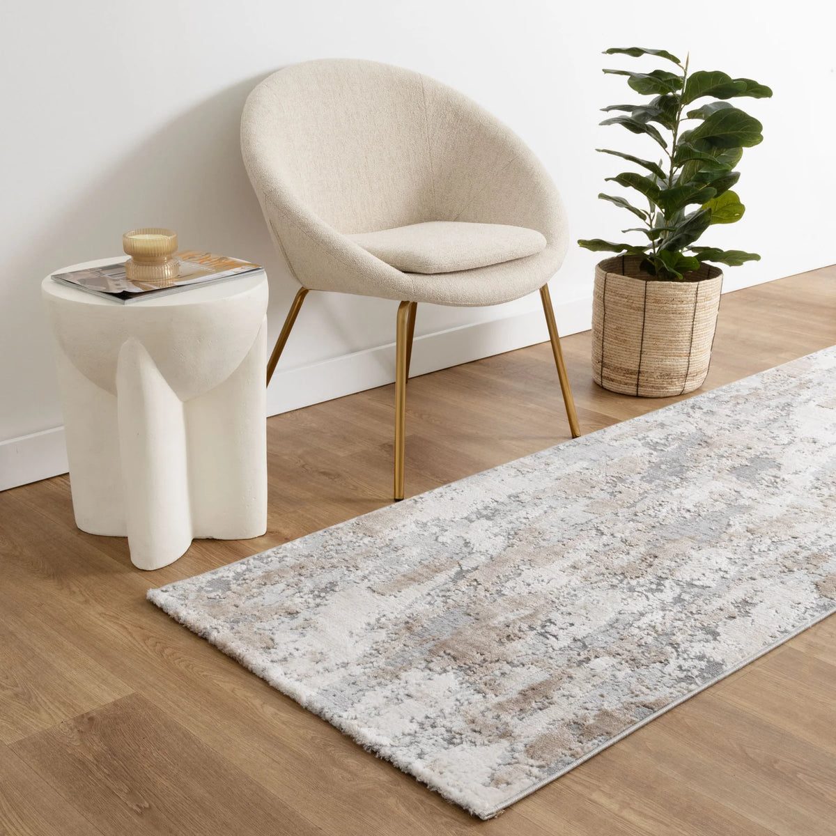 Symphony Watercolour Abstract Grey and Beige Rug