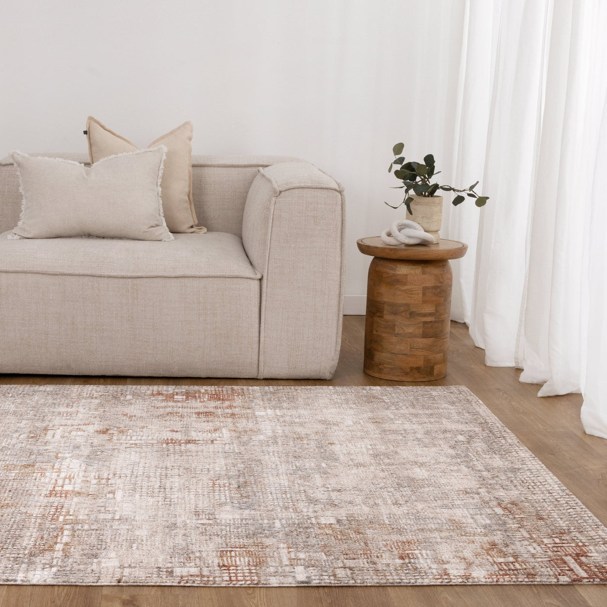 Muse Abstract Lines Multi Rust Transitional Rug
