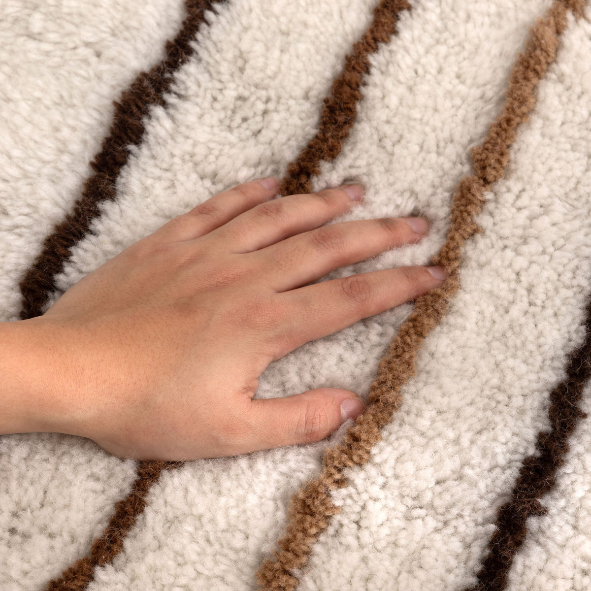 Sierra Beige Stripe Washable Wool Rug