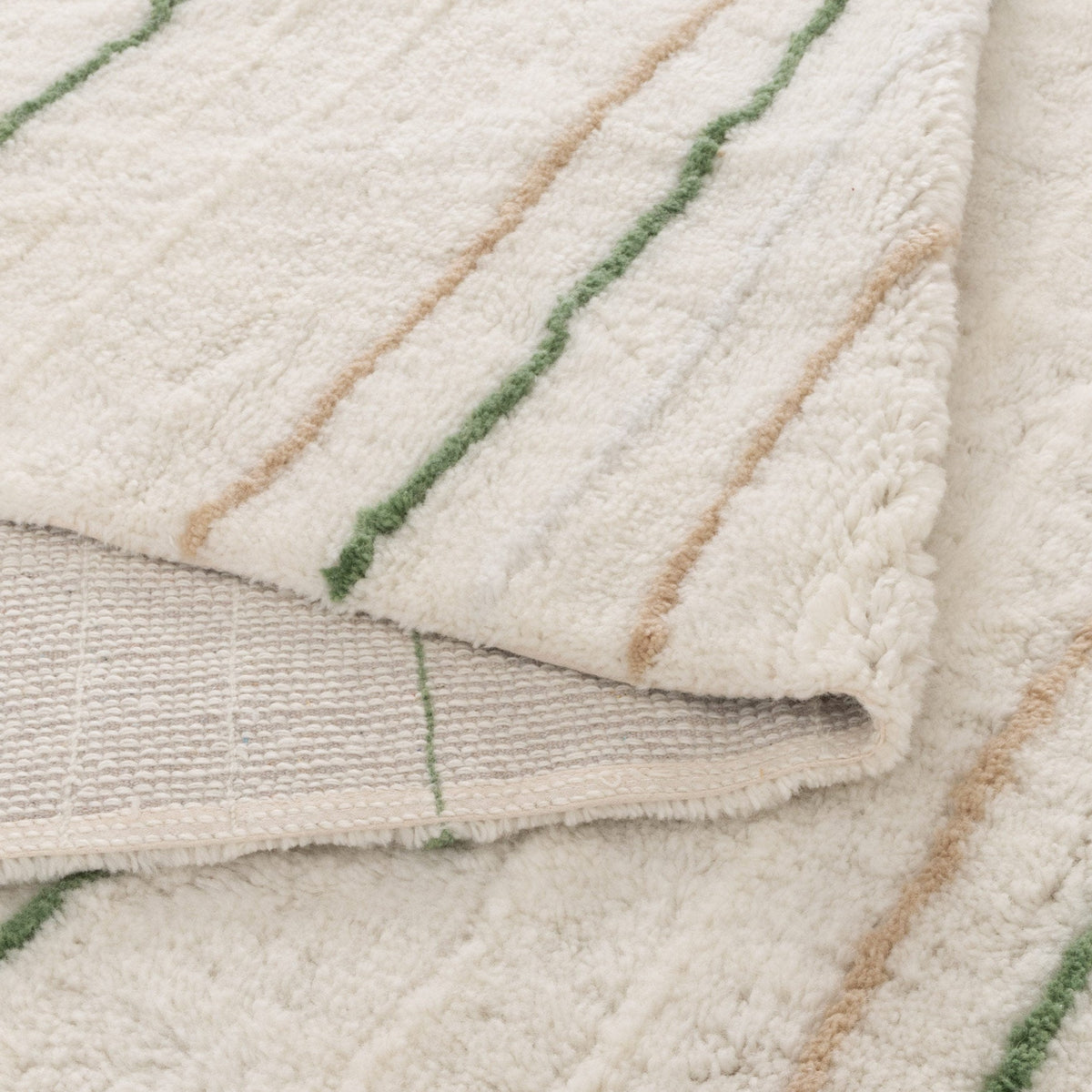 Sierra Olive Stripe Washable Wool Rug