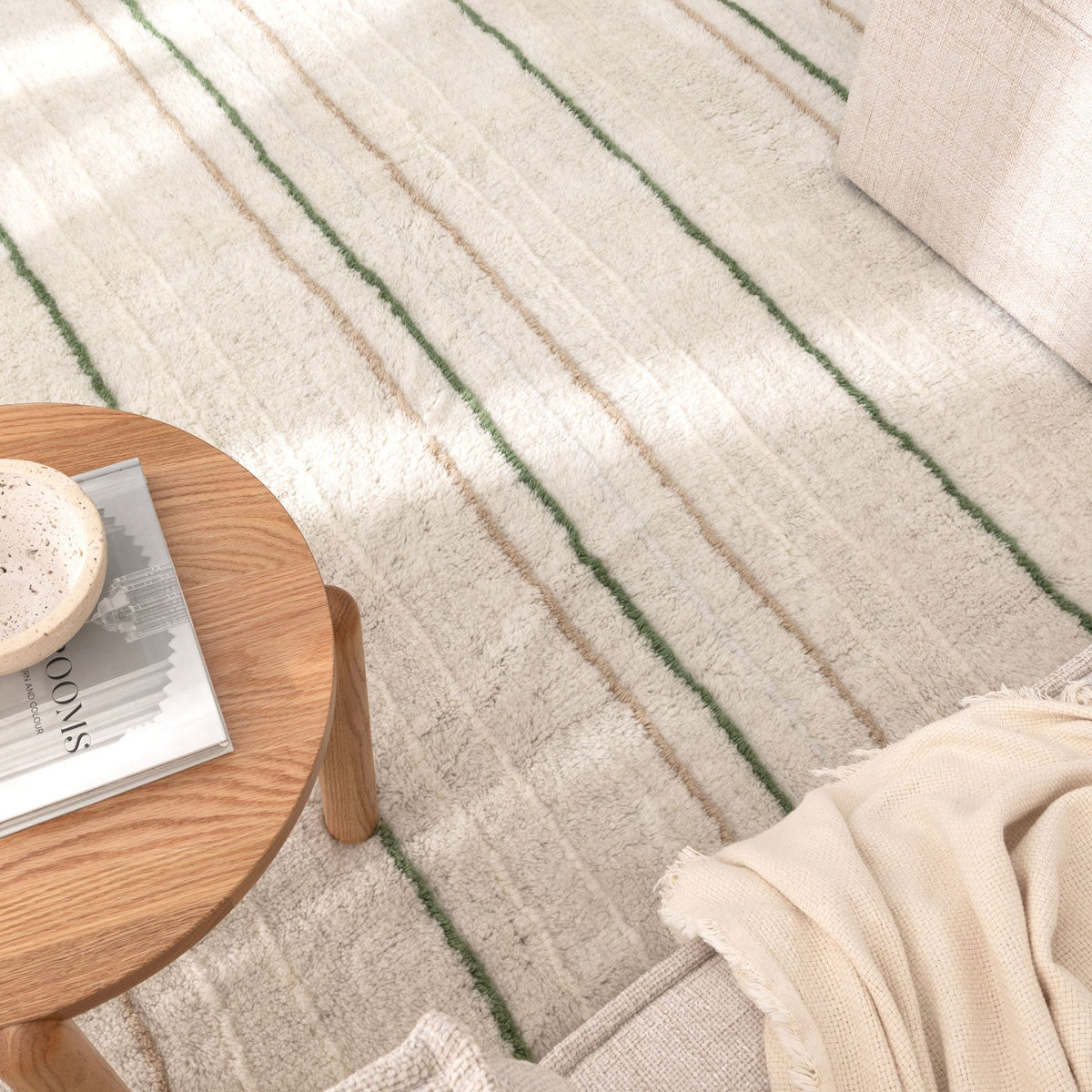 Sierra Olive Stripe Washable Wool Rug