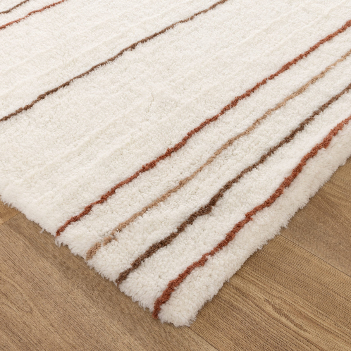 Sierra Terracotta Stripe Washable Wool Rug