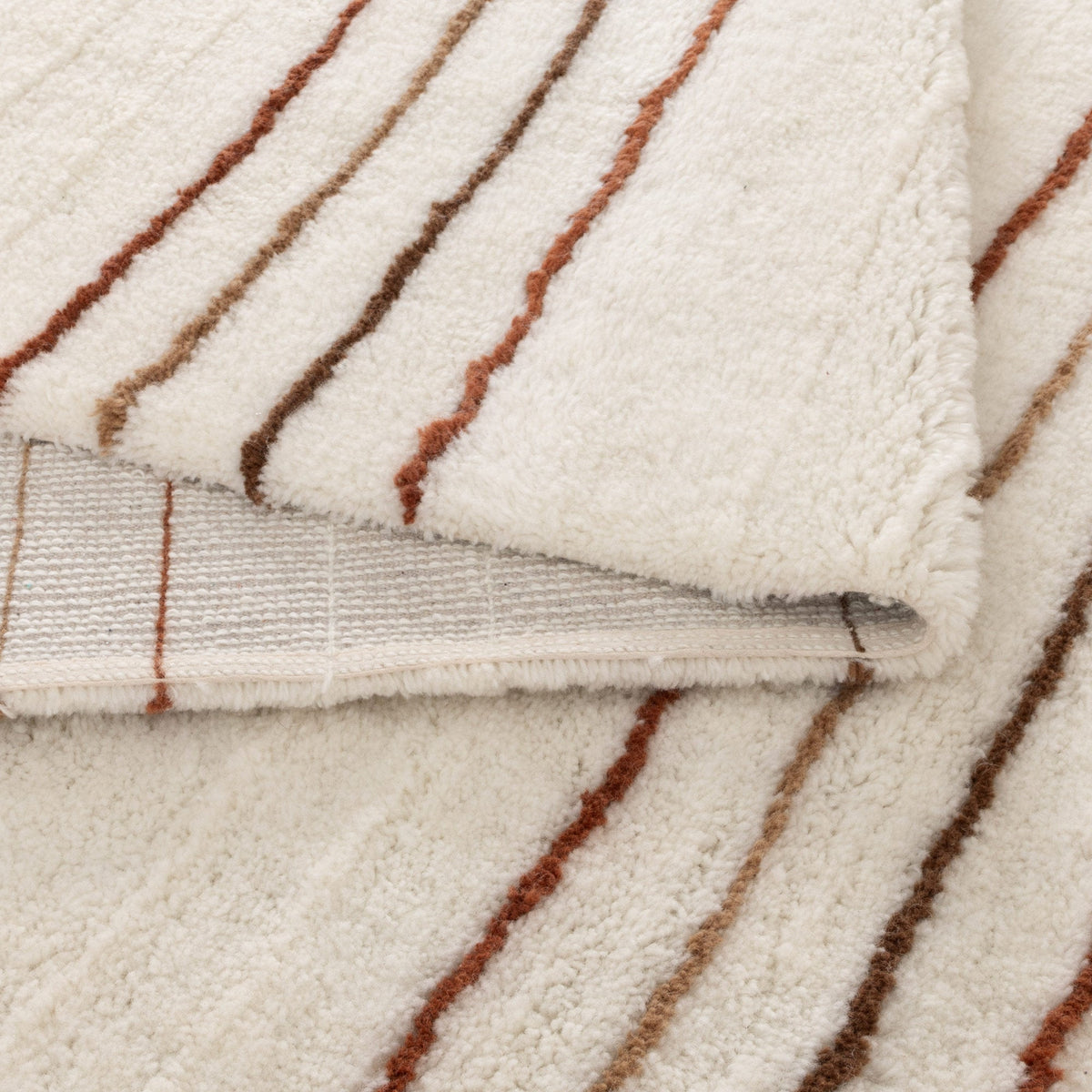 Sierra Terracotta Stripe Washable Wool Rug