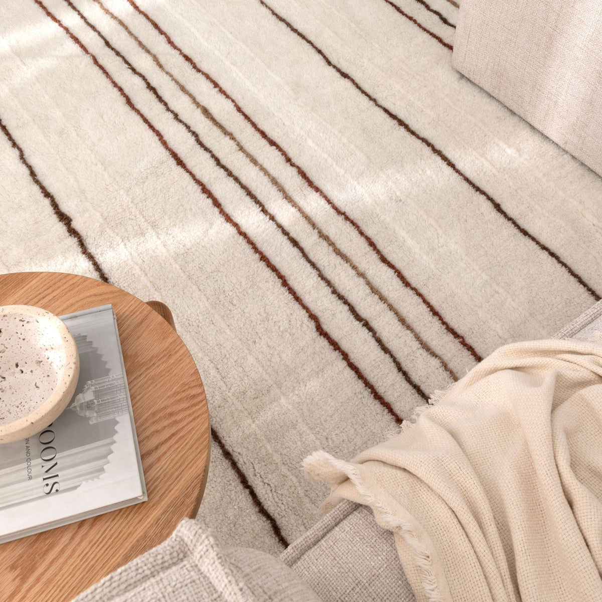 Sierra Terracotta Stripe Washable Wool Rug
