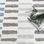 Sunday Modern Stripes Blue Machine Washable Rug