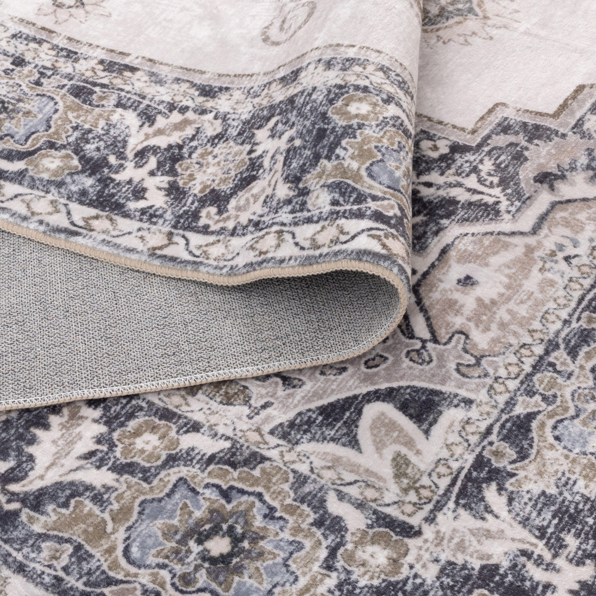 Sunday Transitional Beige Grey Machine Washable Rug