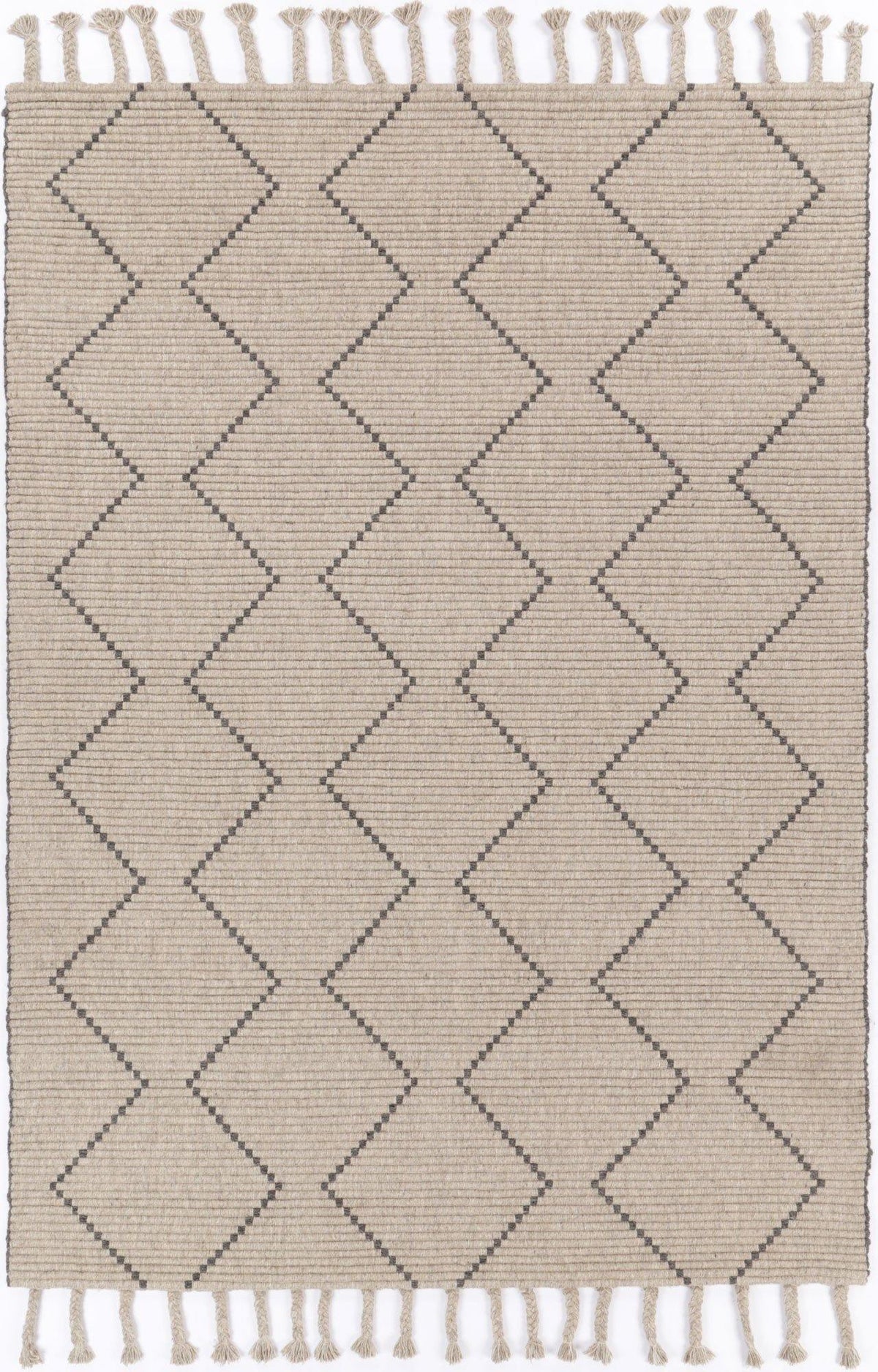 Cora Diamond Tassel Ash Wool Rug - The Rugs