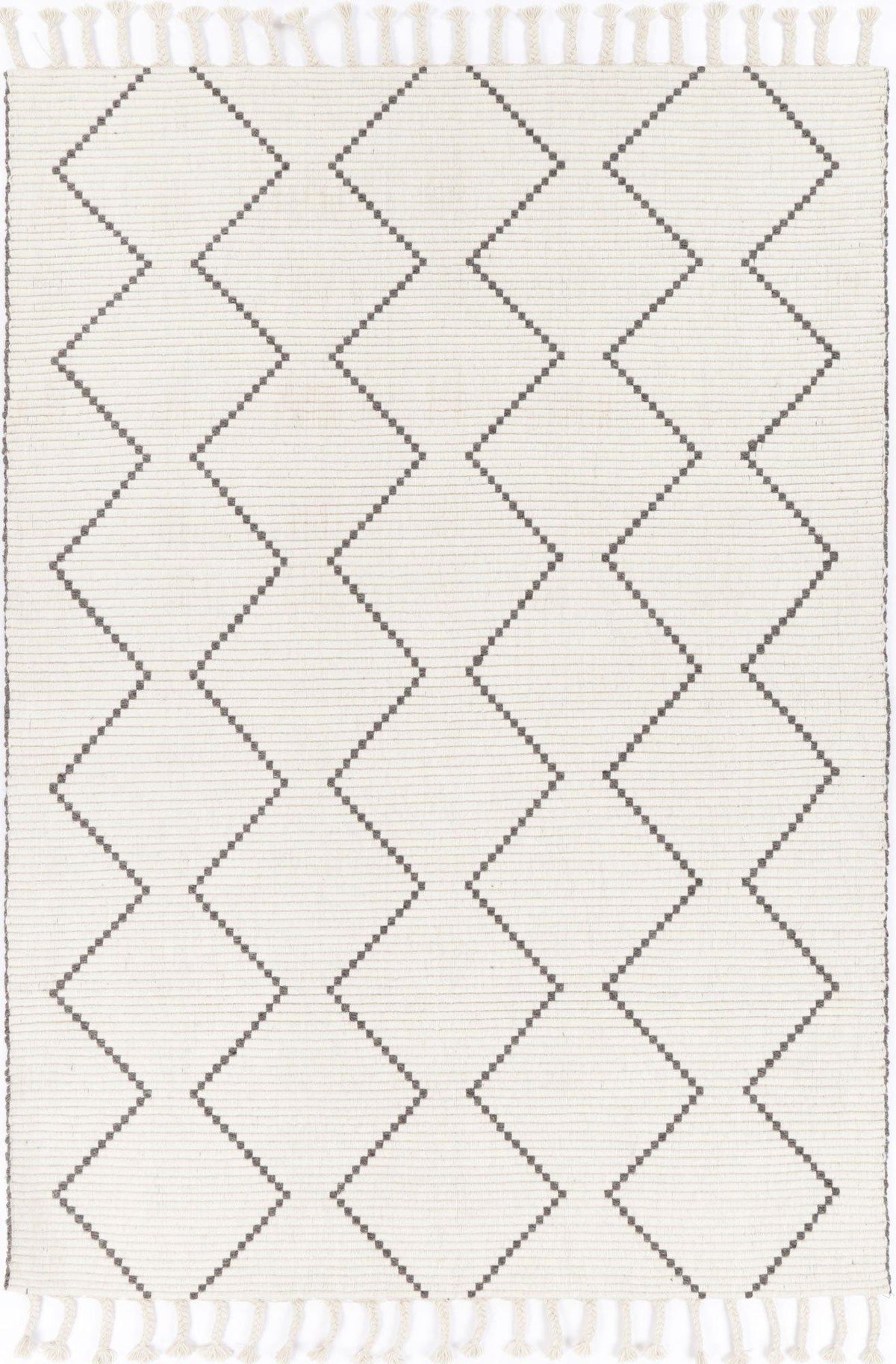 Cora Diamond Tassel Cream Wool Rug - The Rugs