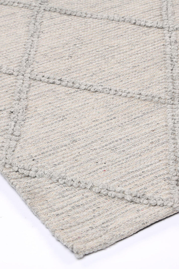 Cora Diamond Braided Grey Wool Rug - The Rugs