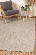 Cora Plush Diamond Ash Wool Rug - The Rugs