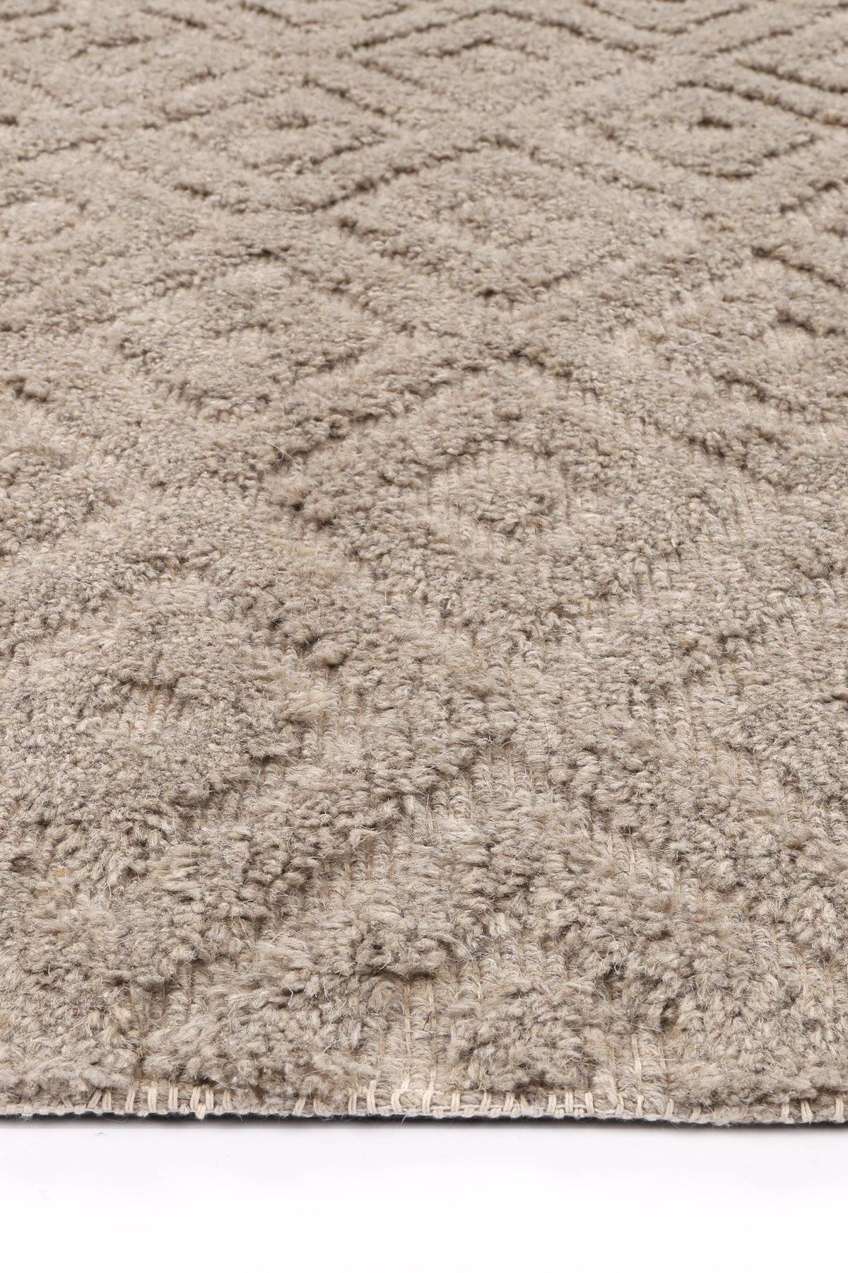 Cora Plush Diamond Ash Wool Rug - The Rugs