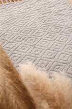 Cora Plush Diamond Grey Wool Rug - The Rugs