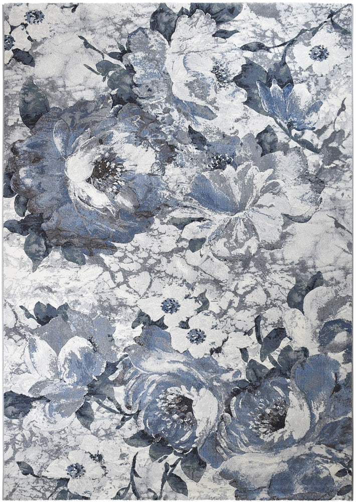 Zenith Blue Silver Grey Floral Rug, [cheapest rugs online], [au rugs], [rugs australia]
