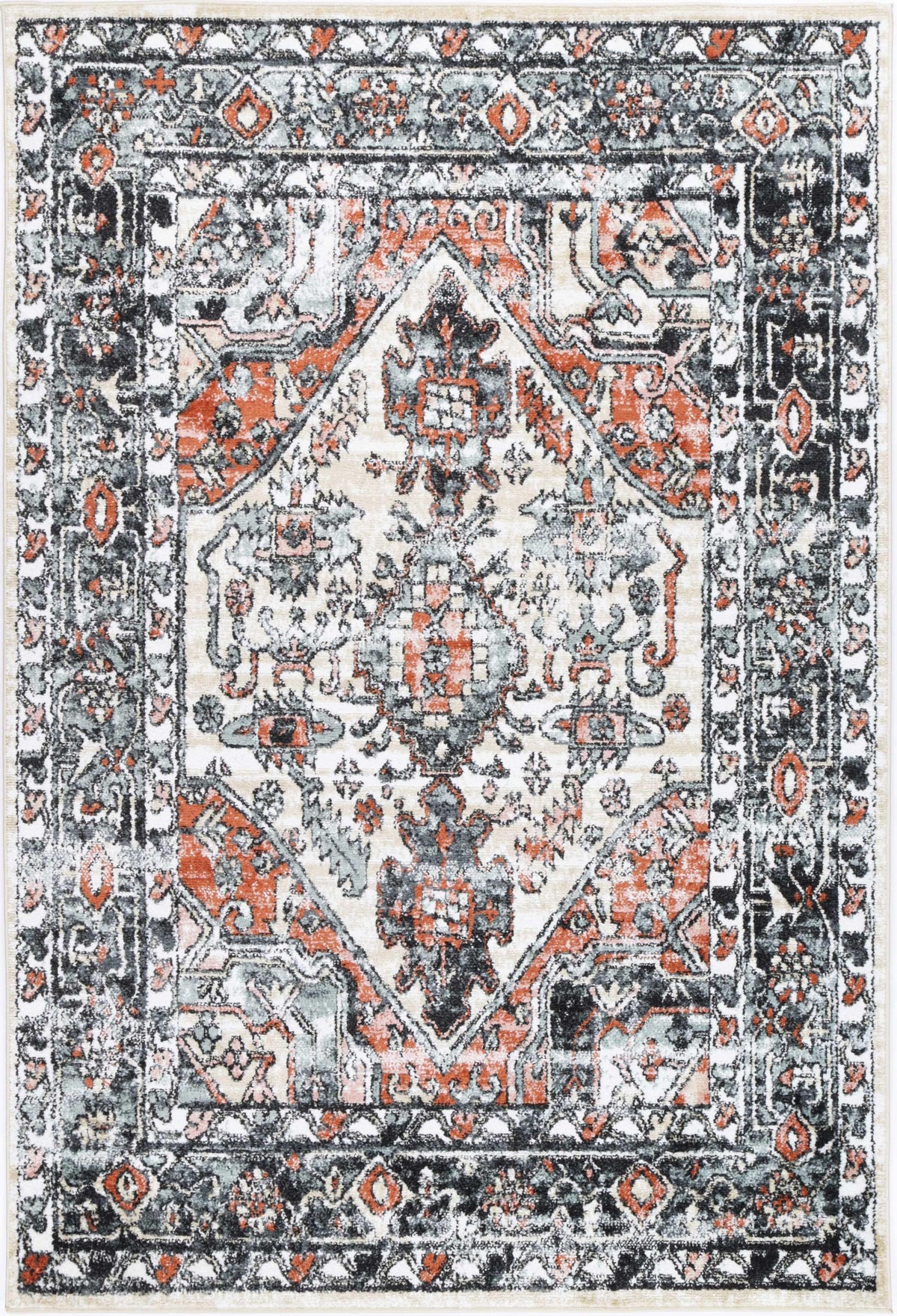 Shop Abbot Traditional Black Beige Rug | Therugs