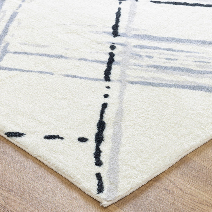 Velvet Luxe Geo Cream Blue Washable Rug, [cheapest rugs online], [au rugs], [rugs australia]