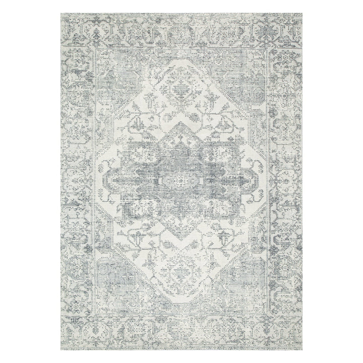 Velvet Luxe Distressed Medallion Cream Blue Washable Rug, [cheapest rugs online], [au rugs], [rugs australia]