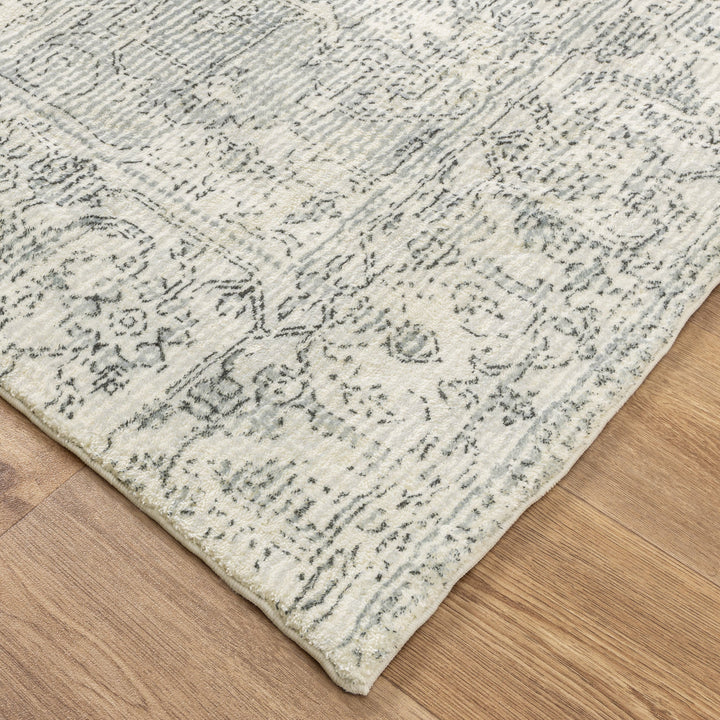 Velvet Luxe Distressed Medallion Cream Blue Washable Rug, [cheapest rugs online], [au rugs], [rugs australia]