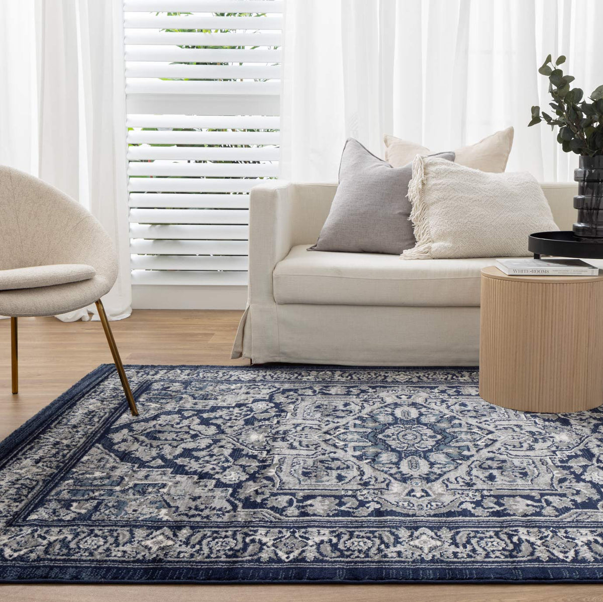 Eden Navy Transistional Traditional Rug
