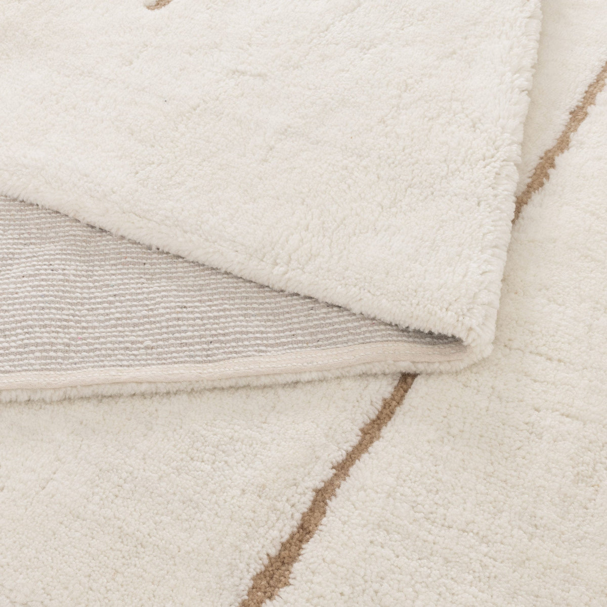 Sierra Abstract Beige Lines Washable Wool Rug